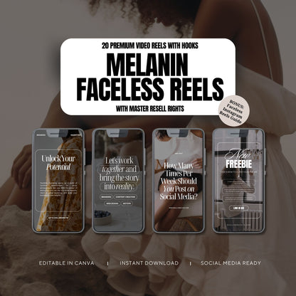 20 Melanin Faceless Reels with Hooks