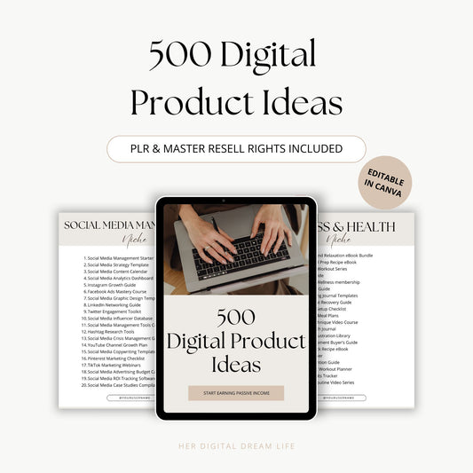 500 Digital Product Ideas for any niche